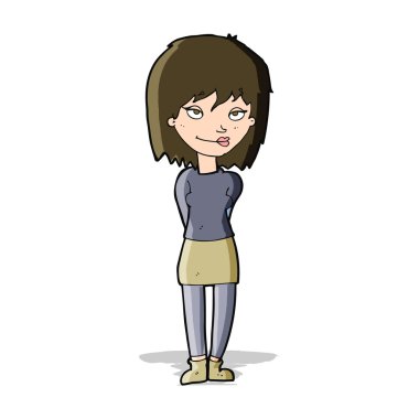 karikatür mutlu kadın