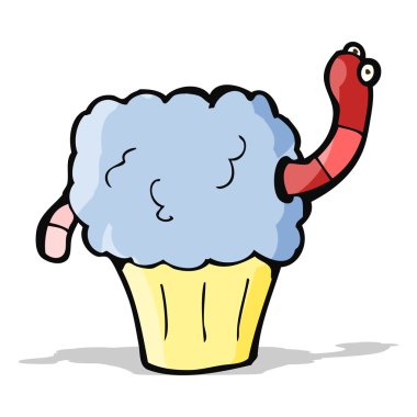 karikatür solucan cupcake