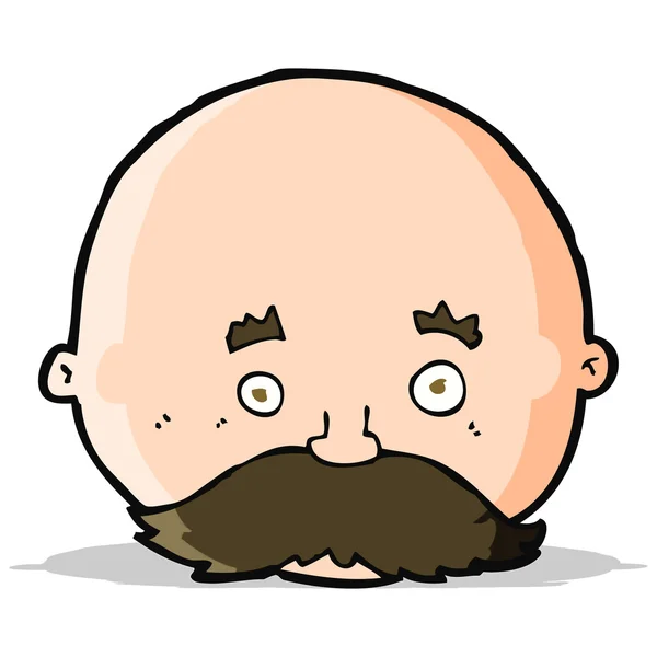 Tecknad skallig man med mustasch — Stock vektor