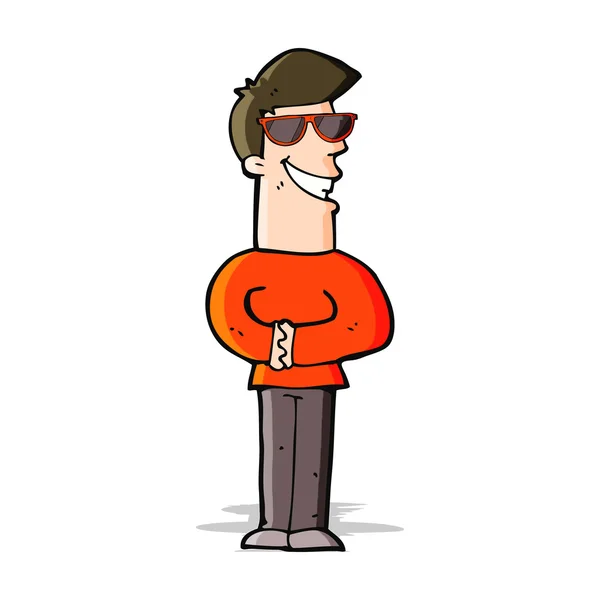 Kreslené šklebící se muž nosí sluneční brýle — Stockový vektor