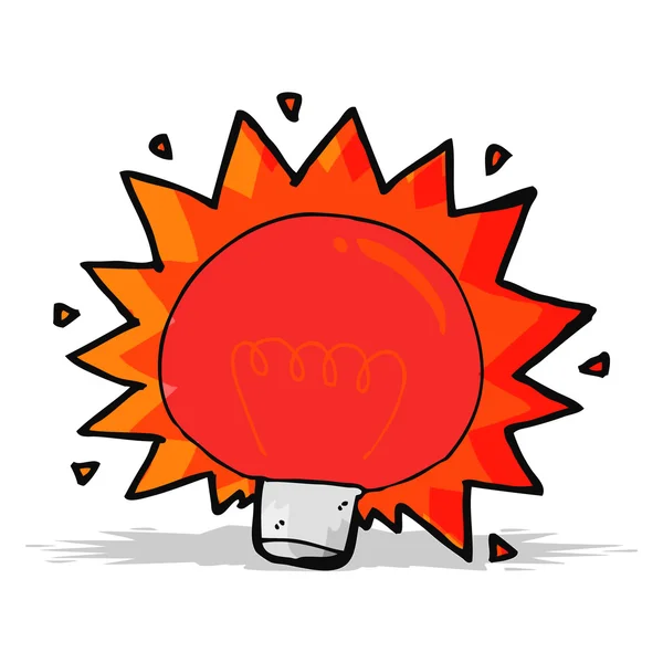 Cartoon flashing red light bulb — Stock Vector