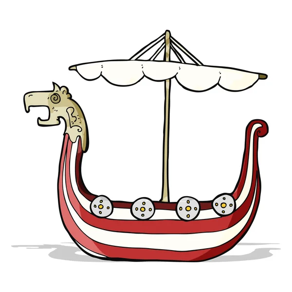 Cartoon Vikingschip — Stockvector