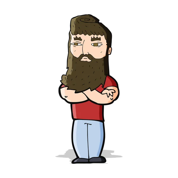 Dibujos animados hombre serio con barba — Vector de stock
