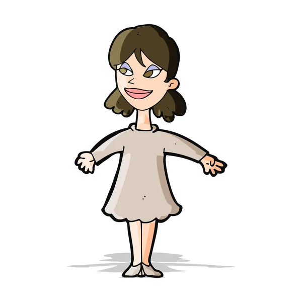 Cartoon Frau mit offenen Armen — Stockvektor
