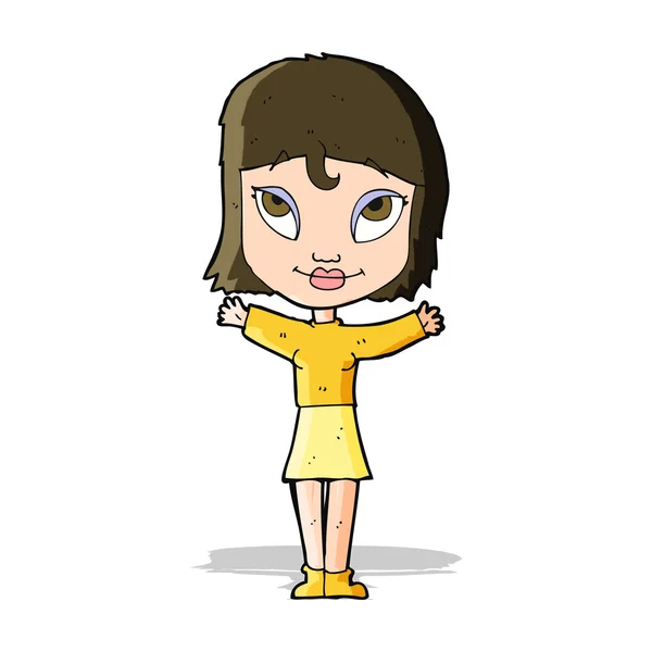 Mujer de dibujos animados con los brazos abiertos — Vector de stock