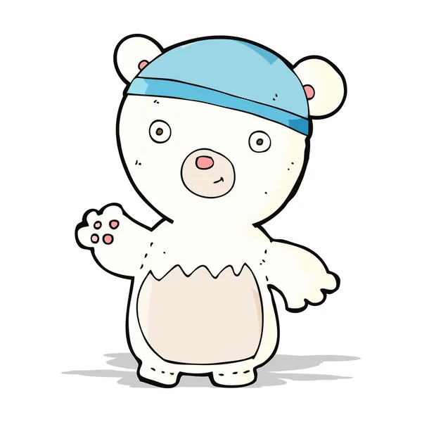 Cartoon polar bear wearing hat — Stock Vector