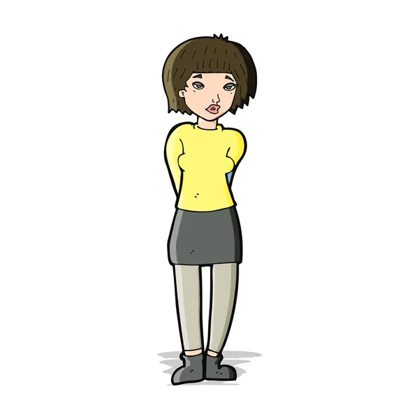 卡通害羞的女人 — 图库矢量图片