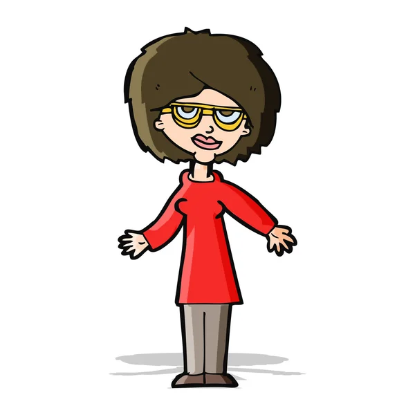 Dessin animé femme portant des lunettes — Image vectorielle