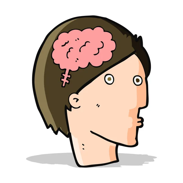 Άνθρωπος κινουμένων σχεδίων με σύμβολο του εγκεφάλου — Διανυσματικό Αρχείο
