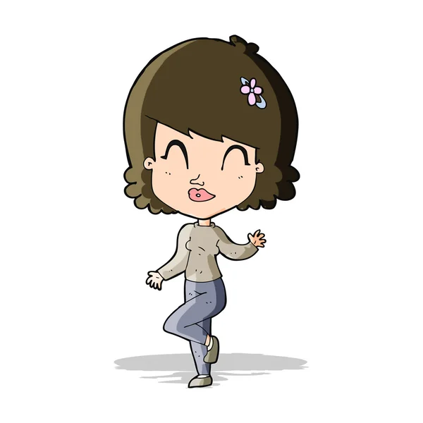 Dibujos animados mujer bonita bailando — Vector de stock