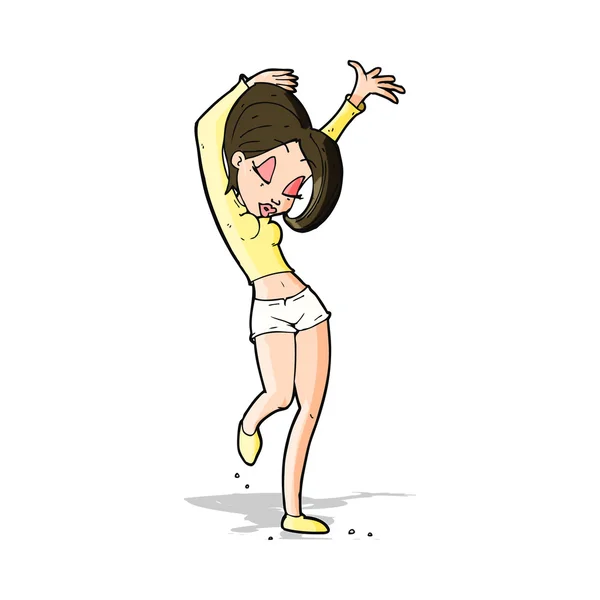 漫画のきれいな女性のダンス — ストックベクタ