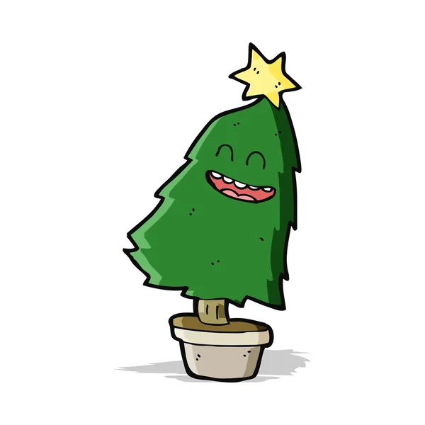 Árbol de Navidad de baile de dibujos animados — Vector de stock