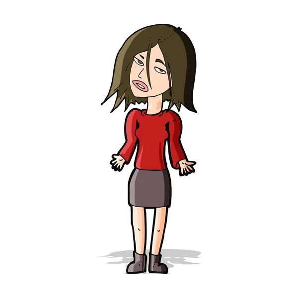 Cartoon woman shrugging shoulders — Stock Vector