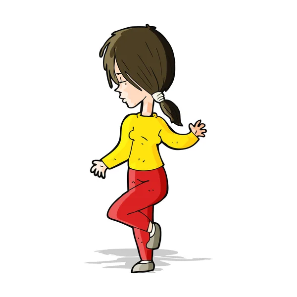Dessin animé fille danse — Image vectorielle