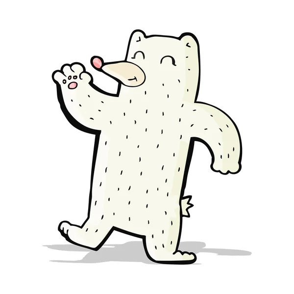 Cartoon waving polar bear — Stock Vector