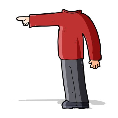 Çizgi filmdeki başsız adam işaret ediyor.