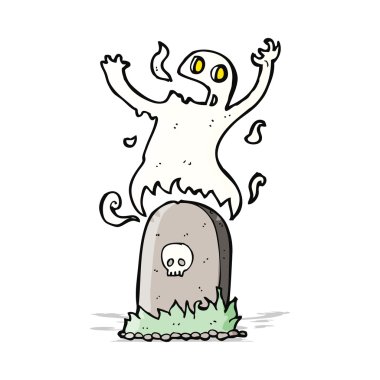 Karikatür hayaleti mezarından çıkıyor.