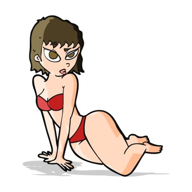 İç çamaşırlı seksi kadın.
