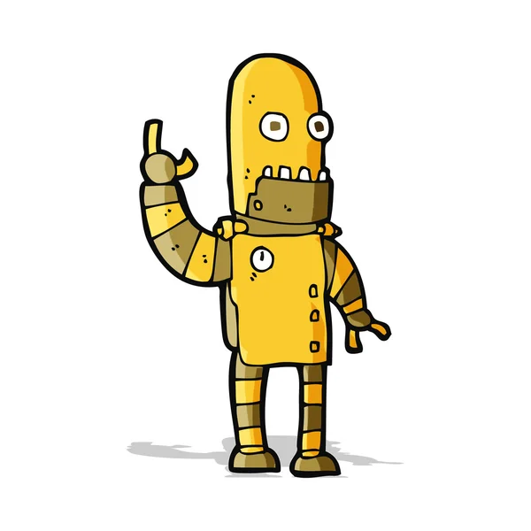 卡通挥舞着黄金机器人 — 图库矢量图片