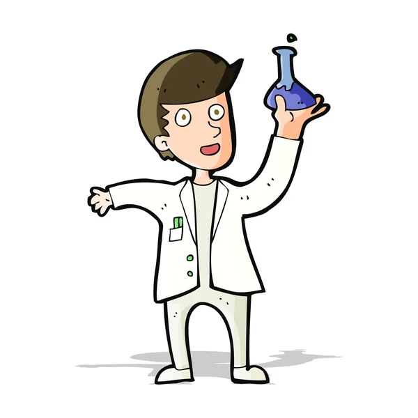 Cartoon happy scientist — Stock Vector