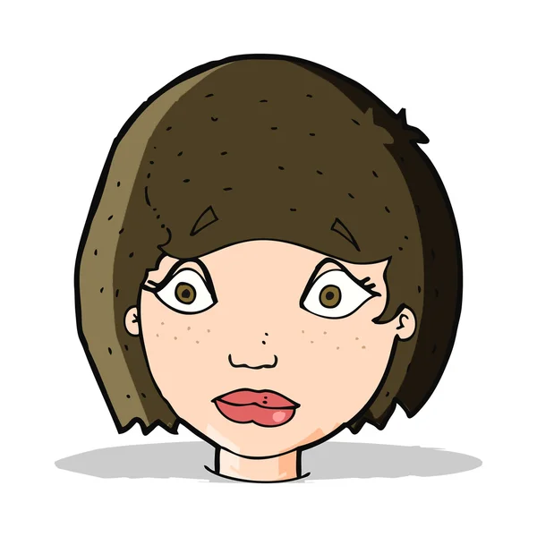 Cartone animato preoccupato volto femminile — Vettoriale Stock