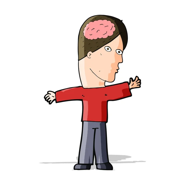 Cartoon man with brain — Stock Vector
