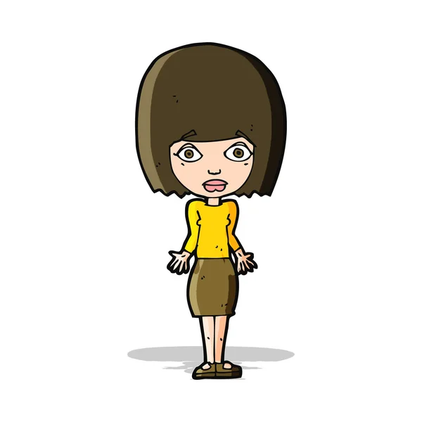 Cartoon woman shrugging shoulders — Stock Vector