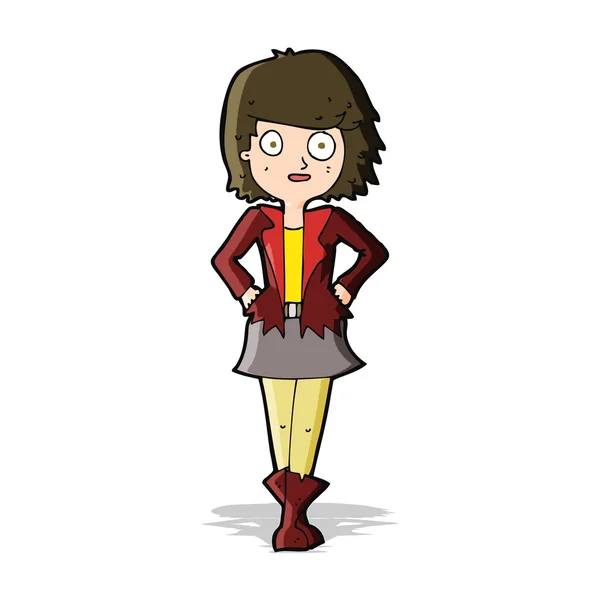 Gadis kartun di jaket - Stok Vektor