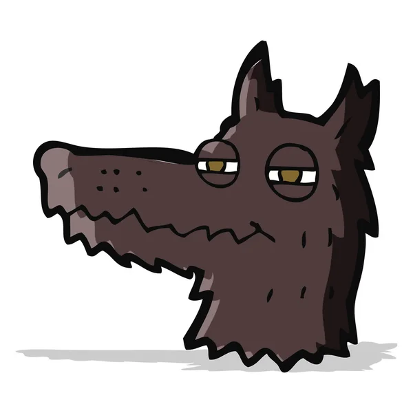 Caricatura presumido lobo cara — Vector de stock