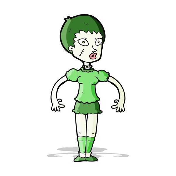 Cartone animato zombie mostro donna — Vettoriale Stock