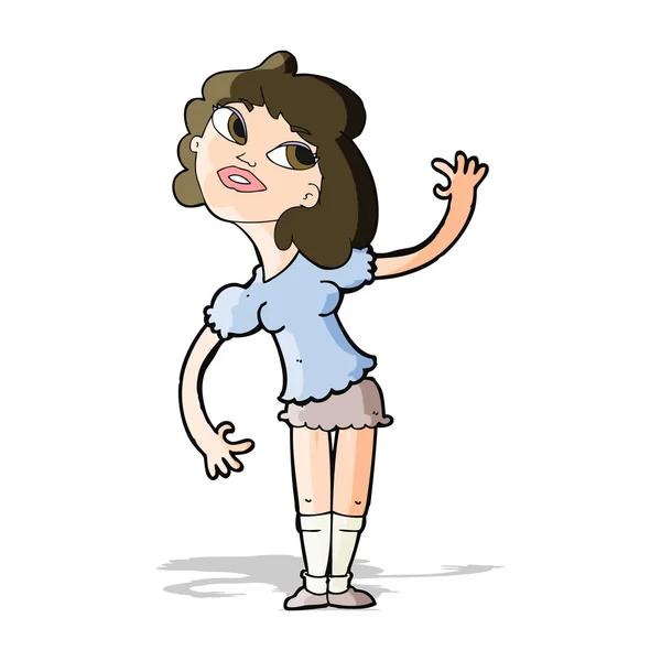 Mujer de dibujos animados saludando — Archivo Imágenes Vectoriales