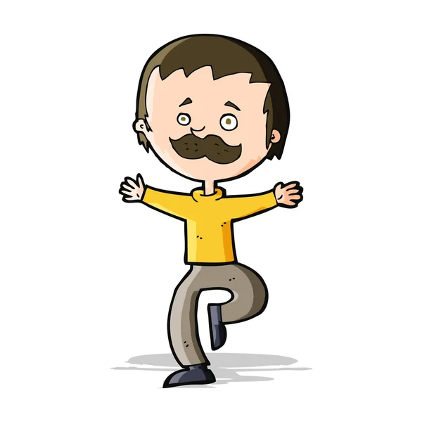 Cartoon dansende man met snor — Stockvector