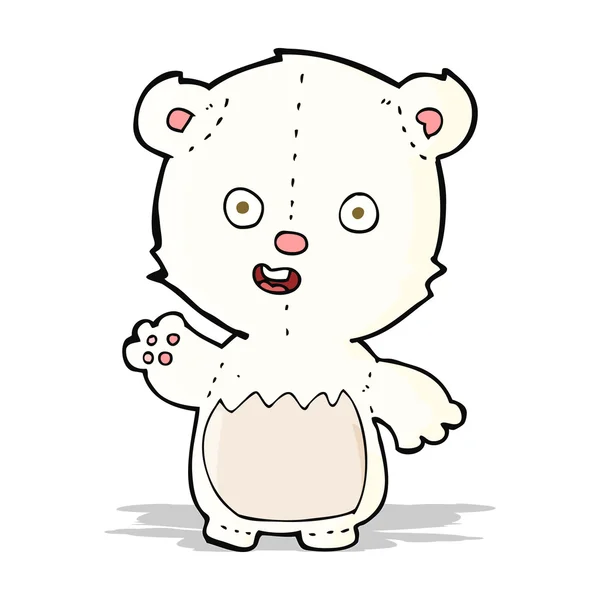 Cartoon waving polar bear cub — Stock Vector