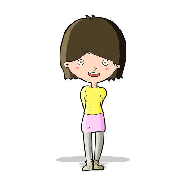 Mujer amigable de dibujos animados — Vector de stock