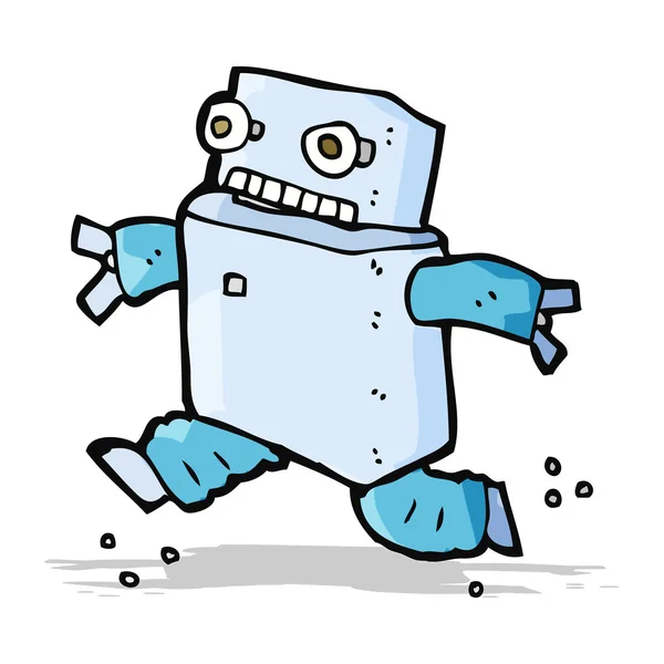 実行中のロボットを漫画します。 — ストックベクタ