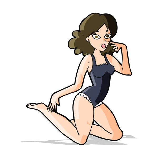Mulher dos desenhos animados em lingerie — Vetor de Stock