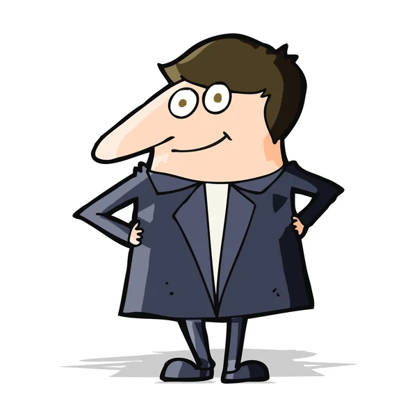 Cartoon gelukkig man in pak — Stockvector