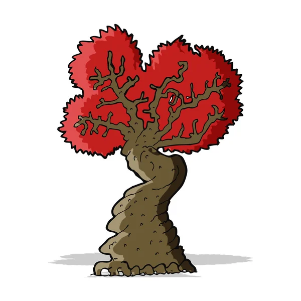 Cartoon stor röd gamla träd — Stock vektor