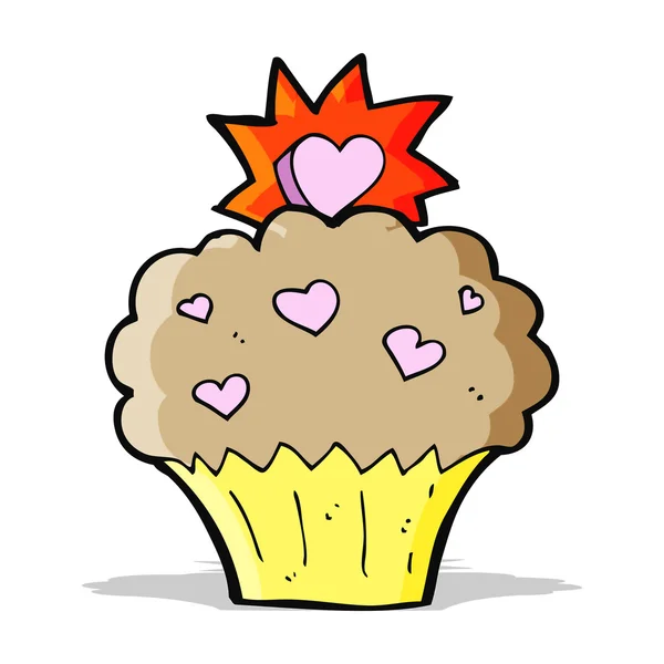 Dessin animé amour coeur cupcake — Image vectorielle