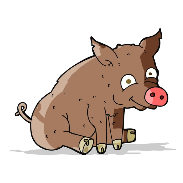 Dessin animé cochon heureux — Image vectorielle