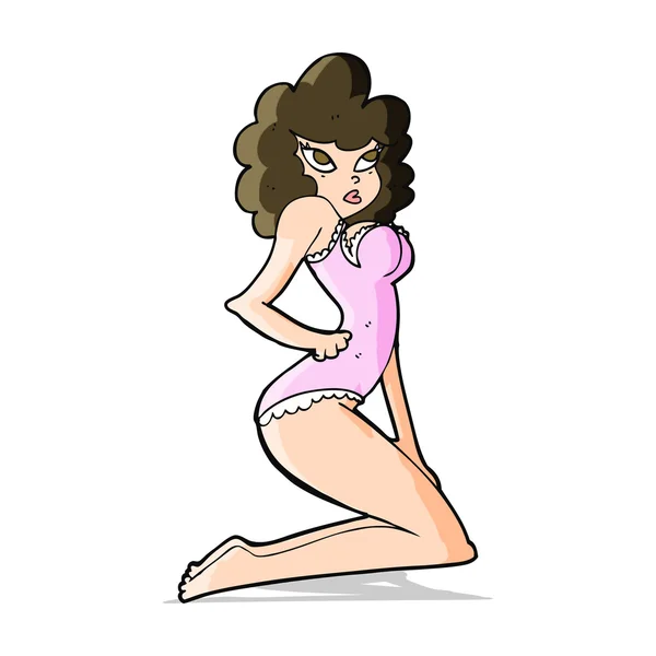 Cartoon-Pin-up-Frau — Stockvektor