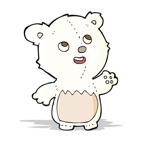 Cartoon happy little teddy polar bear — Stock Vector