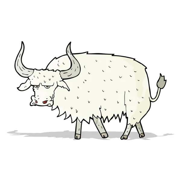 Cartoon annoyed hairy ox — Stock Vector