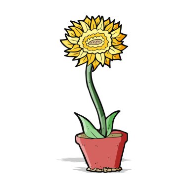 tencerede karikatür çiçek