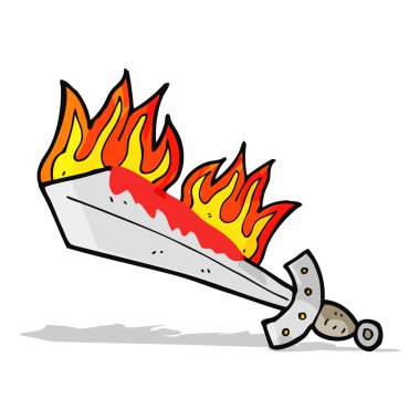 karikatür flaming kılıç