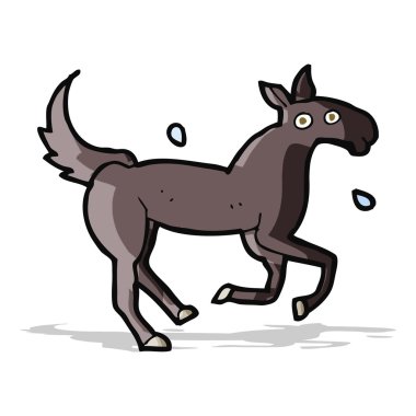 cartoon paard zweten