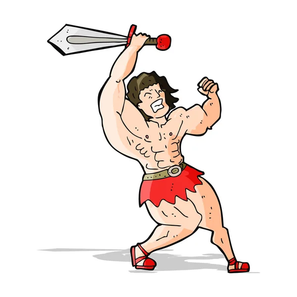 Cartoon barbarian hero — Stock Vector