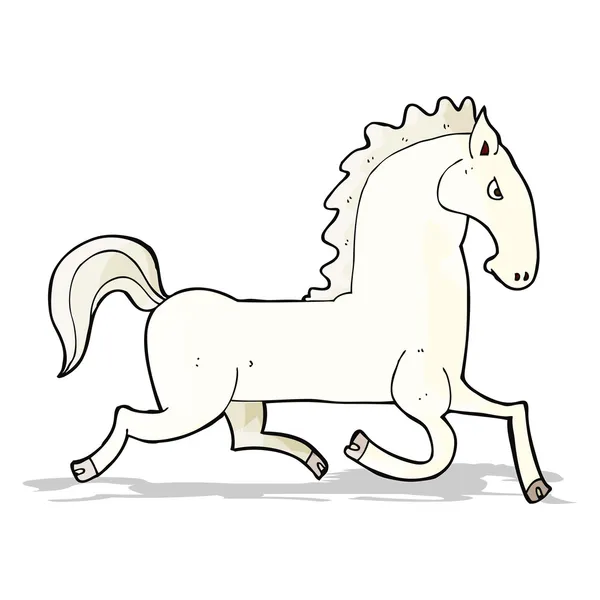 Cartoon running white stallion — Stock Vector