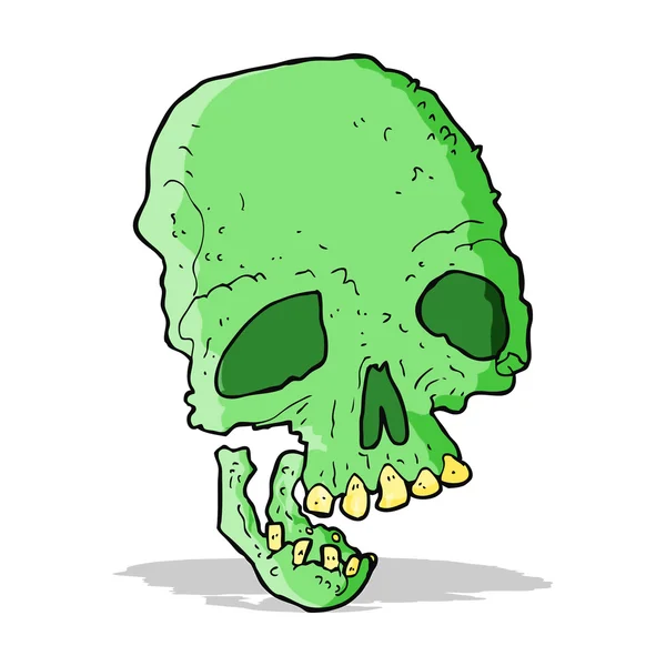 Dessin animé ancien crâne effrayant — Image vectorielle