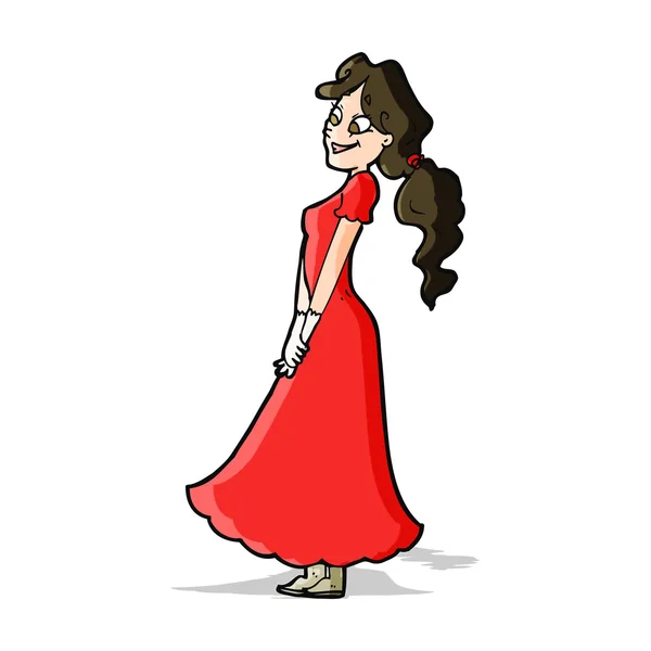 Dessin animé jolie femme en robe — Image vectorielle